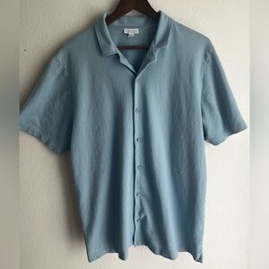 Sunspel riviera camp collar polo sky blue XL